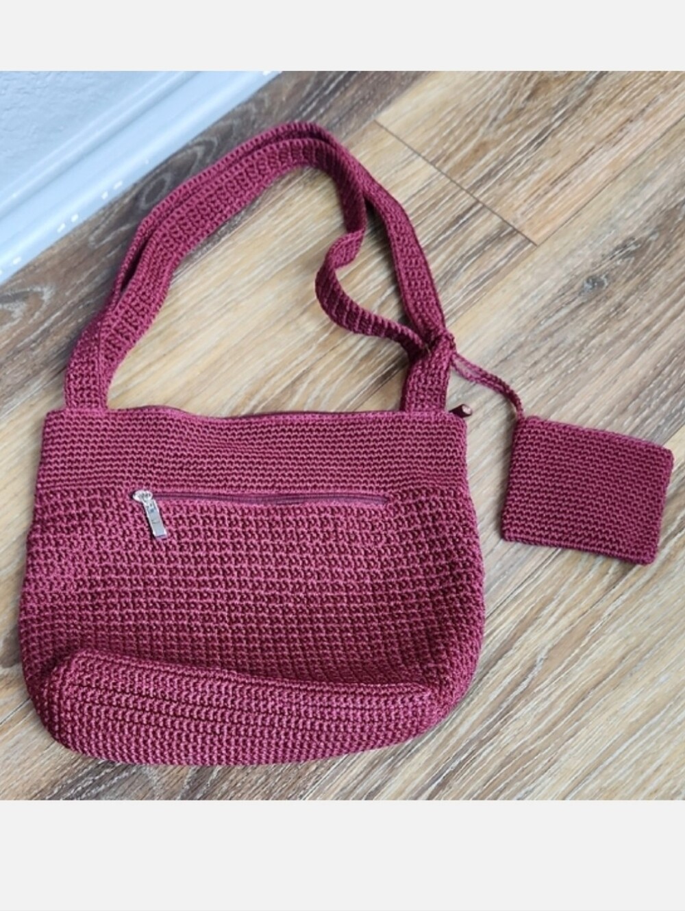 NWOT Sonoma Jean Company Burgundy Maroon Knitted Woven Purse & Coin Pouch